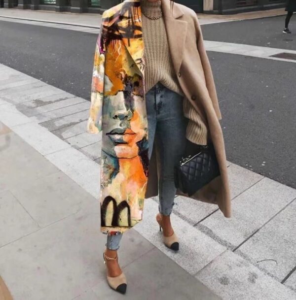 Women's Long Sleeve Turn-down Collar Coat Coat - Image 7
