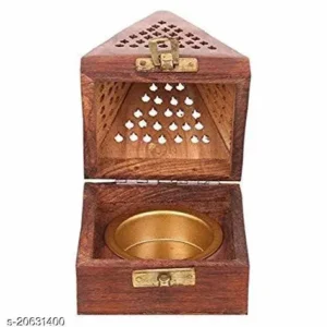  Handmade Wooden Incense Sticks Pyramid Box Fragrance Stand Holder (3 Inch)  Material : Wooden