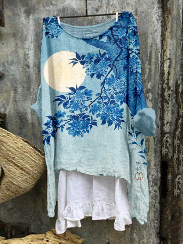 Summer Monsoon Long Sleeve Printed Urban Leisure Pullover Single Top - Image 4