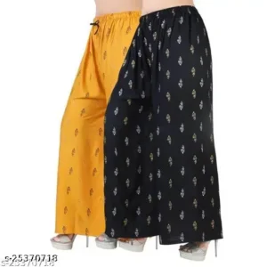 Product Details  Name : Stylish Fashionista Women Palazzos  Fabric : Rayon  Pattern : Printed  Net Quantity (N) : 2