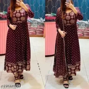  Anarkali Dupatta Set" Women's Printed "Anarkali Kurti" & Pant Dupatta Set  Fabric : Rayon  Sleeve Length : Long Sleeves  Pattern : Printed  Combo of : Single