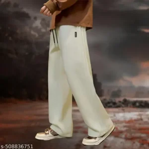  Men’s Loose Fit Track Pants | Wide-Leg Oversized Joggers | Plus-Size Trousers with Stitched Panel Side Seams  Fabric : Polyester  Pattern : Self-Design