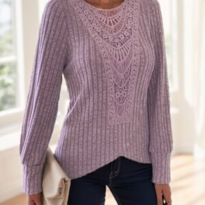 Lace Splicing Crew Neck T-shirt