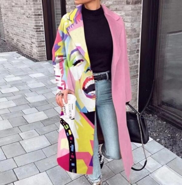 Women's Long Sleeve Turn-down Collar Coat Coat - Image 4