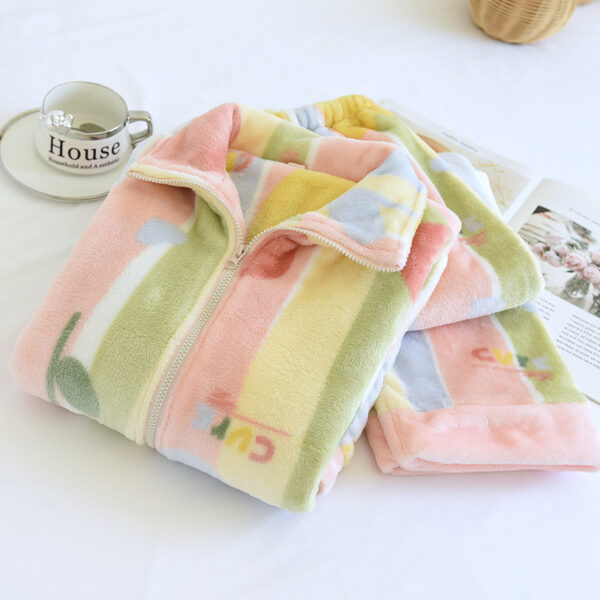 Women's Loose Flannel Fleece-lined Loungewear Suit - Image 4