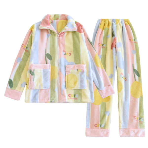 Women's Loose Flannel Fleece-lined Loungewear Suit - Image 3