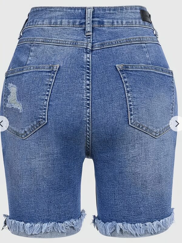 Women's Plus Size Ripped Denim Shorts High Stretch - Image 3