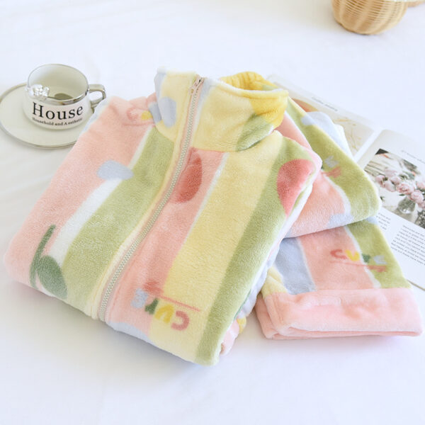 Women's Loose Flannel Fleece-lined Loungewear Suit - Image 5
