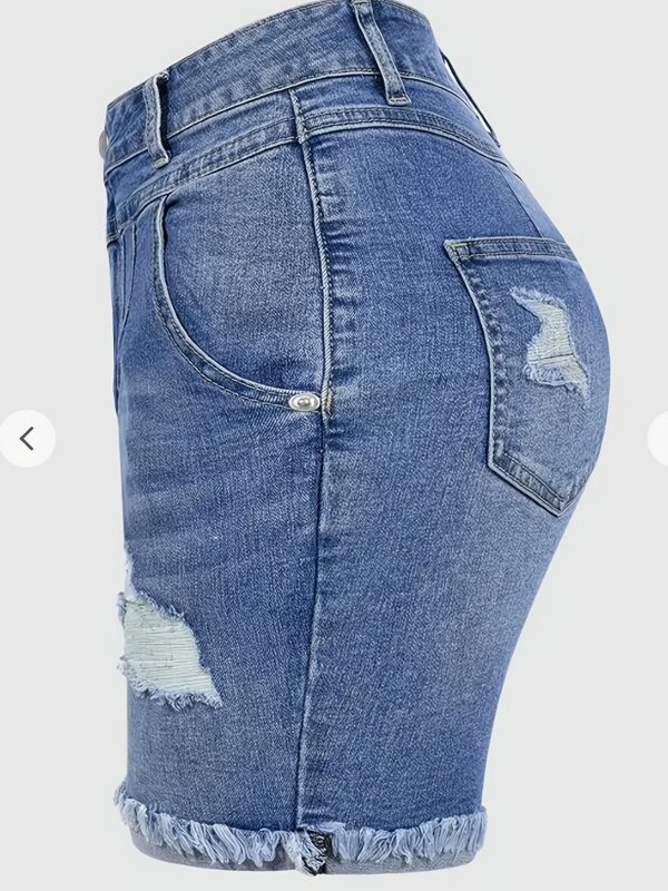 Women's Plus Size Ripped Denim Shorts High Stretch - Image 2