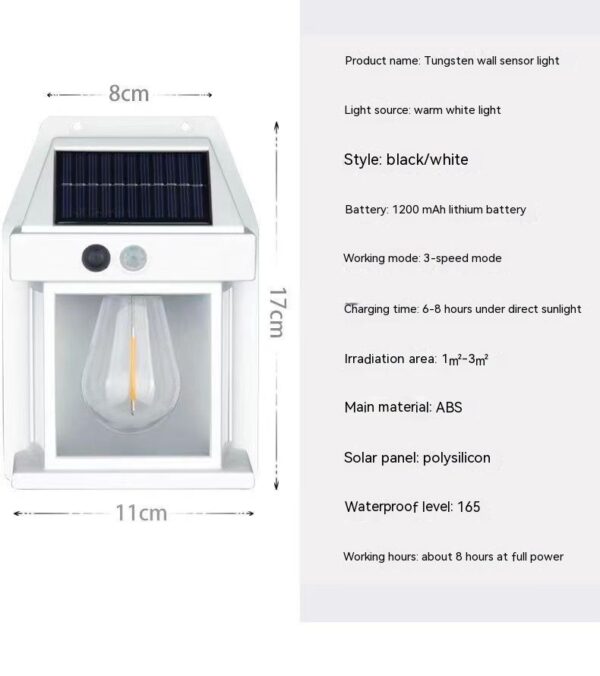 Outdoor Solar  Waterproof Tungsten Induction Garden Wall Lamp - Image 7