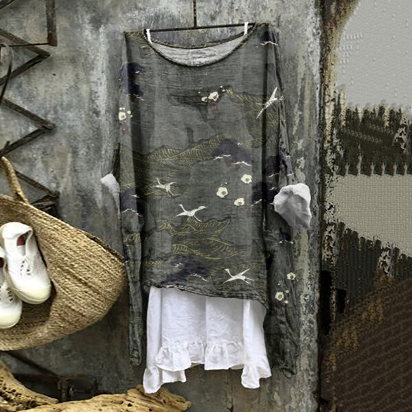 Summer Monsoon Long Sleeve Printed Urban Leisure Pullover Single Top - Image 3