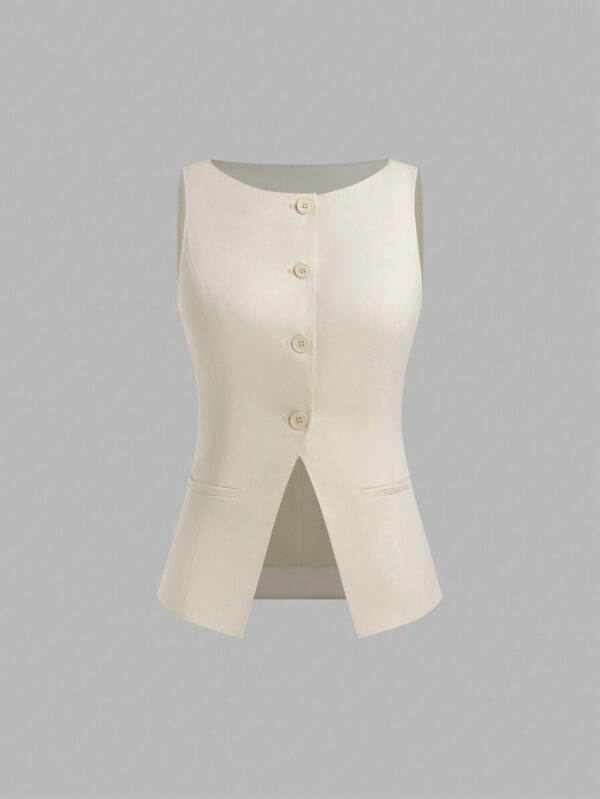 Women's Casual Minimalist Single-Breasted Cinched Waist Camisole, Summer - Image 2