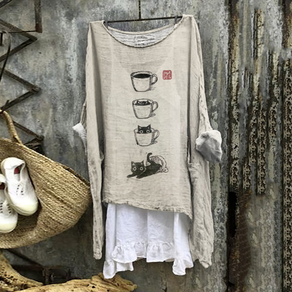 Summer Monsoon Long Sleeve Printed Urban Leisure Pullover Single Top - Image 5
