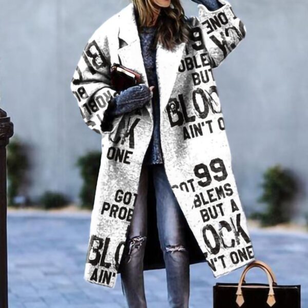 Women's Long Sleeve Turn-down Collar Coat Coat - Image 3