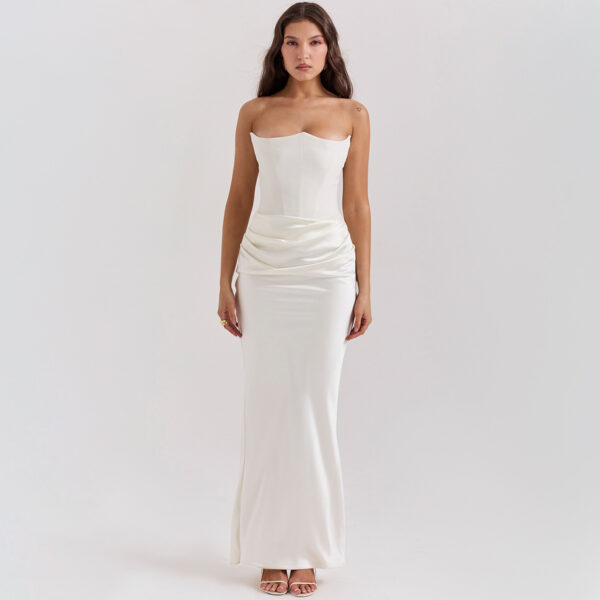 Slim Tube Top Long Dress Sexy Fashion Bandeau Backless Party Evening Dresses For Women Clothing - Image 3