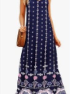 Supnier Women's Summer Maxi Dress Casual V-Neck Sleeveless Bohemian Spaghetti Strap Floral Long Maxi Dress