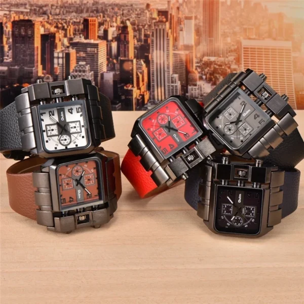 Oulm 3364 Men Luxury Quartz Watches Relojes Montre Homme Rectangle New Style Fashion Leather Band Sport Wrist Watch for Japan - Image 5
