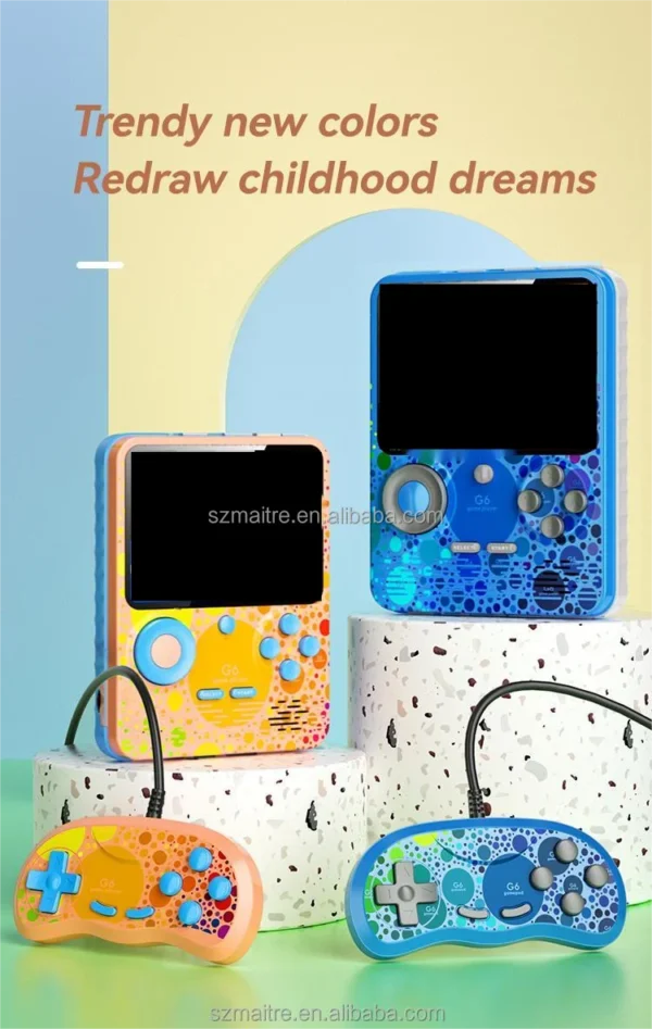 Colorful Kids Toys Handheld Game Box for Two Players 666 in 1 Classic Retro Video Game Console G6 Mini Handheld Game Player - Image 2