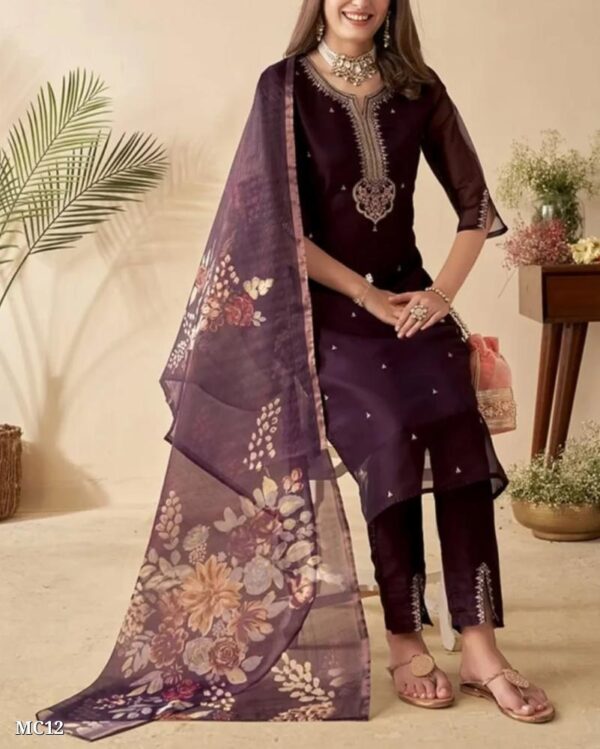 Ap-monika Women's Embroidered Chanderi Kurta With Bootom & Tissue Dupatta Set✨* - Image 4