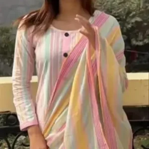 Ethnic Kurti Set  Kurta Fabric : Khadi Cotton  Bottomwear Fabric : Khadi Cotton